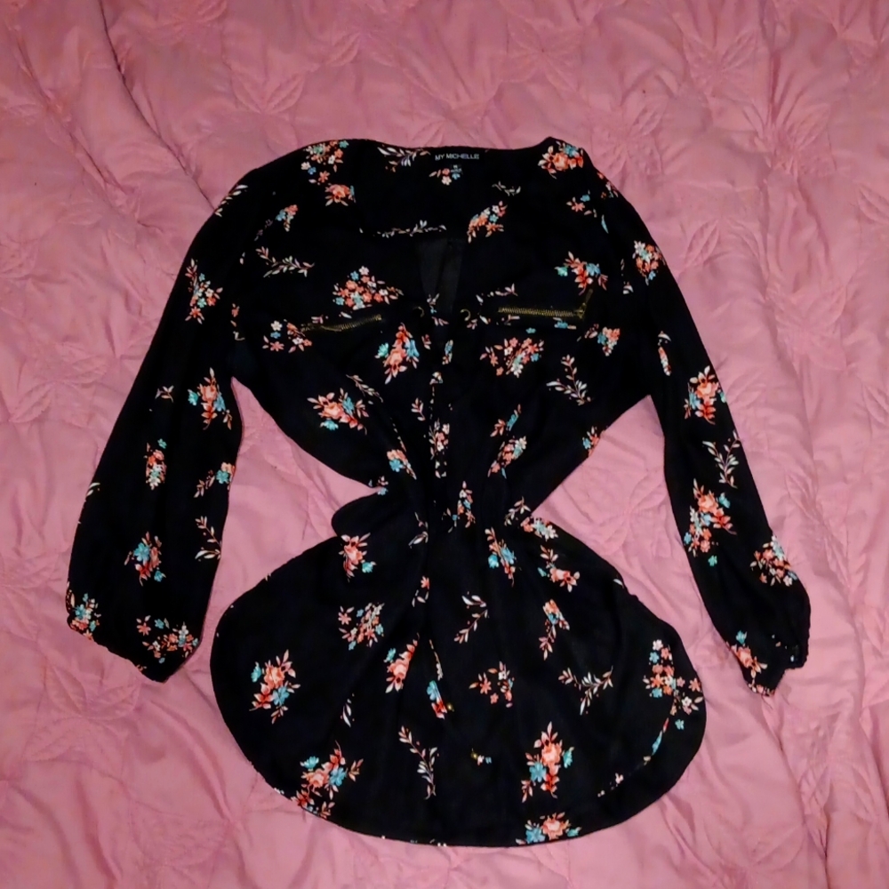 Black medium floral blouse  by my Michelle
